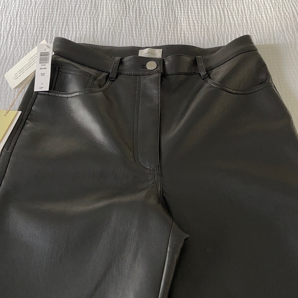 Aritzia Melina straight leather pants.